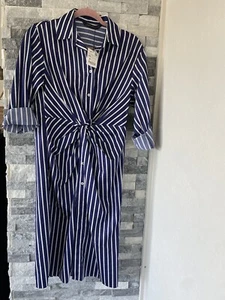 Women’s ZARA NWT Button Up Midi Striped Shirt Dress-Blue & White-Size XS - Picture 1 of 5
