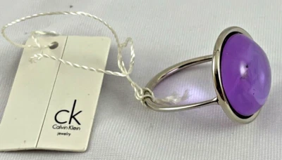 Anillo CALVIN KLEIN Vidrio Púrpura Tono Plata Talla 9.5 NUEVO Foto 1 de 4