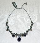 NWT $125 GIVENCHY Gunmetal Collar Necklace Swarovski Elements Faceted Crystals