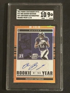 2021 Contenders Optic Rashod Bateman ROY Auto Orange Prizm /25 SGC 9 Auto 10 - Picture 1 of 2