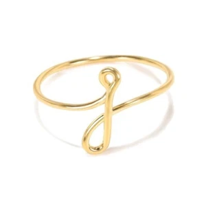 Anillo inicial de oro 18K, delicado anillo inicial, anillo de letras delicadas, iniciales delgadas - Imagen 1 de 10