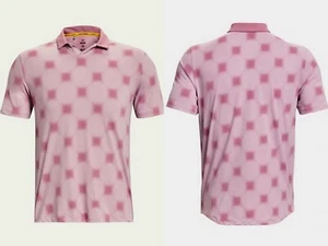 Under Armour men's $90 Steph Curry Printed Golf Polo Shirt Fuschia pattern sz L - Picture 1 of 5