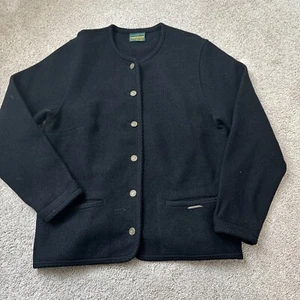Geiger Collections Women's Decorative Button Pure Wool Black Short Jacket Sz 42 - Picture 1 of 10