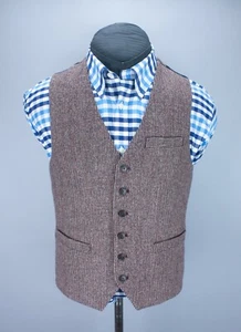 Hammond & Co Mens Tweed Wedding Casual Waistcoat Wool Red Tint Size 38" 96.5 cm - Picture 1 of 11