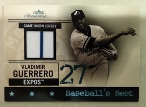 2004 Fleer Showcase Vladimir Guerrero Expos ¡Camiseta a rayas usada en el juego! ¡S&H GRATIS!¡! - Imagen 1 de 2