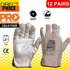 12 Pairs Pro Choice Riggamate Cowgrain Palm / Split Back Gloves,CGL41NSB - Picture 1 of 4