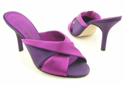 New CAPARROS Women Purple Silk High Heel Open Toe Sandal Slide Shoe Sz 7 B - Image 1 of 3