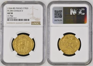 France - Charles V - Franc à pied - NGC AU58 - Imagen 1 de 1