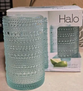 NEW Set 4 Home Essentials HALO Hobnail Textured AQUA MINT 15oz Cooler Tumblers - Picture 1 of 14