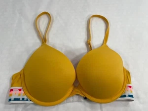 Sujetador push up amarillo banda arco iris rosa con aros Victoria's Secret talla 32C - Imagen 1 de 5
