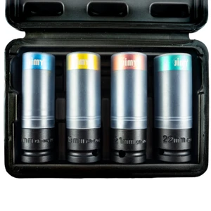 jimy Reinforced 4pc Super Wheel Nut Socket Set CrMo 17,19,21,22mm - Picture 1 of 3