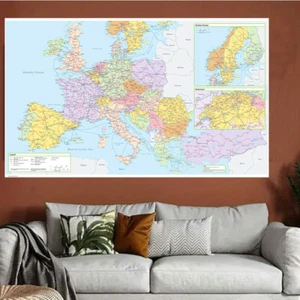 90 x 60 cm Europäische Streckenkarte Premium Poster Geographie Reisen - Bild 1 von 9