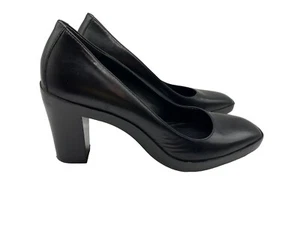 Balenciaga Black Leather Square Toe Block Heel Classic Pump Size 38 EU/ 8 US - Picture 1 of 11