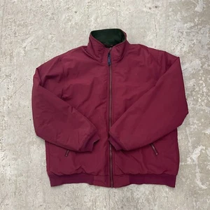 LL Bean Warm-Up Jacket Men XL 50 Burgundy Fleece Full Zip Pockets Hiking Outdoor - Picture 1 of 15