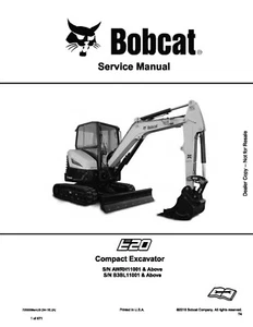 Paper Bobcat E20 Compact Excavator Manual Service Shop Repair 7255008 - Picture 1 of 5