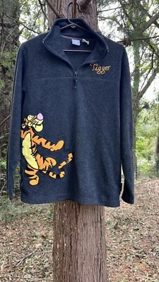 Disney Tigger MicroFleece 1/4 Cremallera Gris Oscuro Pullover Camisa Chaqueta Mediana Foto 1 de 4