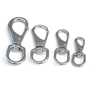 Stainless Steel Large Swivel Lobster Clasps Clips Carabiner Snap Hook key Ring - Picture 1 of 4