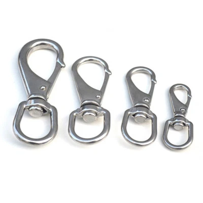 Stainless Steel Large Swivel Lobster Clasps Clips Carabiner Snap Hook key Ring - Image 1 of 4