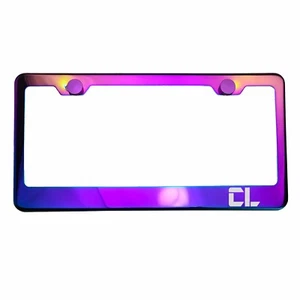 Polish Neo Chrome License Plate Frame CL Laser Etched Metal Screw Cap - Picture 1 of 8
