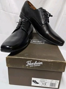 Florsheim Jackson Black Plain Front Oxford Dress Shoes Mens Leather Size 12M GUC - Picture 1 of 24