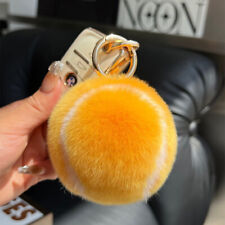Real Rabbit Fur Tennis Keychain Bag Charm Fur Ball Pompom Bag Car Phone Pendant