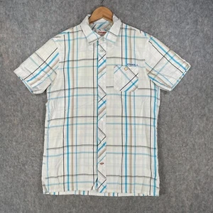 O'Neill Shirt Mens XS White Blue Spell Out Logo Plaid Surf Skate Casual Top - Picture 1 of 15