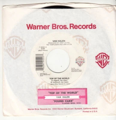 VAN HALEN - TOP OF THE WORLD - ORIGINAL 45 - GREAT SHAPE - JUKEBOX TITLE STRIP - Image 1 of 2