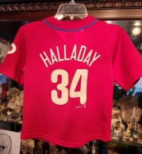 Camiseta Roy Halladay Phillies Majestic Juvenil Niños Talla 8 Usada - Imagen 1 de 10