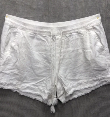 Pantalones Cortos Saks Fifth Avenue Talla Grande Blanco Lyocel Flecos Vacaciones Playa Foto 1 de 4