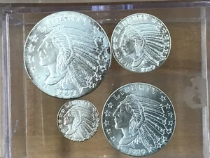 Golden State Mint Incuse Indian Silver Art Medal Set of Four 1.85 ounces B0302 - Picture 1 of 10