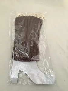 Icon Collection Light Brown LaceTop Knit Leg Warmers Boots Cuff Toppers 8" NEW - Picture 1 of 4