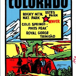 Calcomanía adhesiva para ventana del estado de Colorado de la década de 1960 Baxter Lane CO Estes Park C57 - Imagen 1 de 5