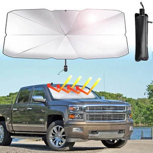 Car Front Windshield Sun Shade Visor Cover For Block Heat UV Foldable Umbrella - Foto 1 di 11