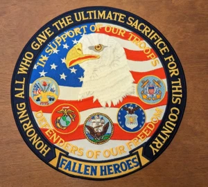 FALLEN HEROES FREEDOM DEFENDER HOG BIKER JACKET BACK 10" FREEDOM DEFENDER PATCH - Picture 1 of 5