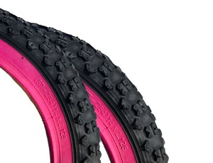 2pk 14 x 2.125 - Neumático de bicicleta para niños niñas con pared lateral rosa - Banda de rodadura cuadrada (57-254) - Imagen 1 de 2