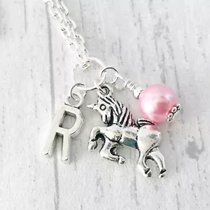 Girls Necklace Ballerina Dancer Gymnast Unicorn Initial letter Personalised Gift - Picture 1 of 14