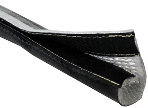 B-G Black Silicone Heat Wrap High Temp Hook & Loop Sleeving 15mm ID x 1m Length - Picture 1 of 2