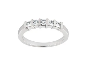 5Stone 0.5ct Diamond Wedding Band Ring 10k White Gold Princess G-H I1 Channel - Picture 1 of 3