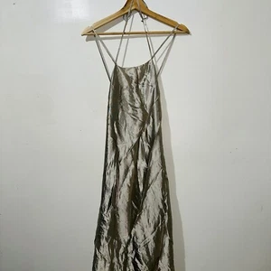 Vestido Rebecca Minkoff Plateado Sin Mangas Fiesta Boda Exclusivo Metálico Invierno - Imagen 1 de 13