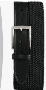 Herren Harbor Bay Big & Tall schwarz Stretch geflochten/Leder Gürtel Größe 62/64 Neu mit Etikett - Bild 1 von 4