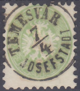 AUSTRIA - ADLER 1863/1864 Mi.: 31 - LUXUS STÜCK STEMPEL - TEMESVÁR / JOSEFSTADT - Picture 1 of 1