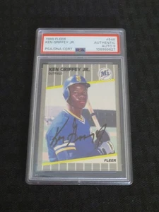 Fleer # 548 1989 Ken Griffey Jr autógrafo de novato audaz PSA - Imagen 1 de 2