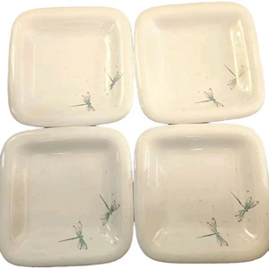 Goebel Dinner Plate Set of 4 West Germany Dragonfly Gold Sparkle Design - Picture 1 of 8