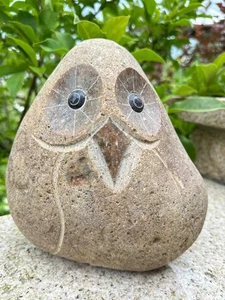 Eule Vogel aus Naturstein Flussstein Garten Deko  frostsicher Nr. E - Bild 1 von 3