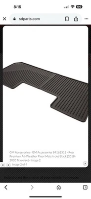 Tapete traseiro de borracha Chevy Traverse 2ª fileira 2018-23  - Imagem 1 de 4