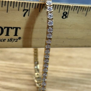 Sterling Silber Gold Vermeil funkelnd weiß CZ Tennis Armband 7" - Bild 1 von 7