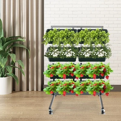 4-уровневая большая современная темно-зеленая стойка для демонстрации цветов и растений из нержавеющей стали - Изображение 1 из 4