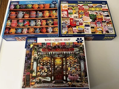 Lot Of 3 1,000 Pc White Mountain Puzzles Completed 1x - Image 1 of 4