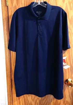 Chef Works Mens L Polo Chef Shirt Navy Pullover Short Sleeve  button New - Image 1 of 4