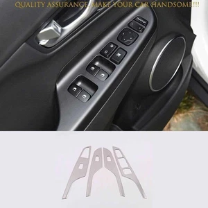 For Hyundai Kona 18-2023 Silver Stainless Window Lift Lock Switch Panel Trims 4P - Picture 1 of 6